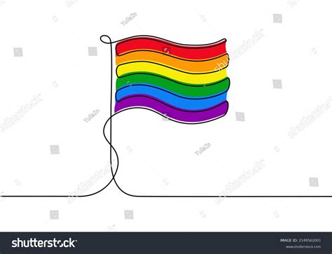 One Line Drawing Lgbt Pride Flag เวกเตอร์สต็อก ปลอดค่าลิขสิทธิ์