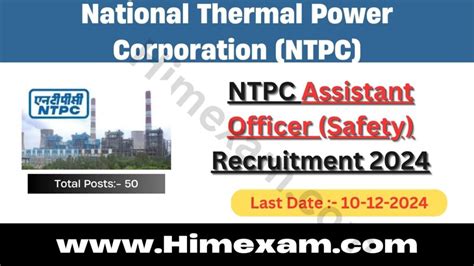 Ntpc Assistant Officer Safety Recruitment 2024