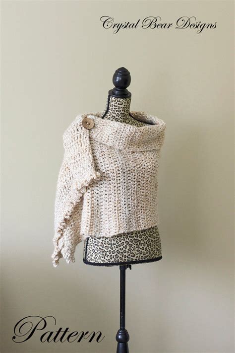 Easy Beginner Crochet Shawl PATTERN Dresden Button Wrap Etsy Shawl