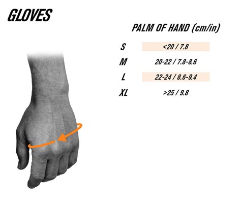 Gloves size chart – Bioracer Shop North America