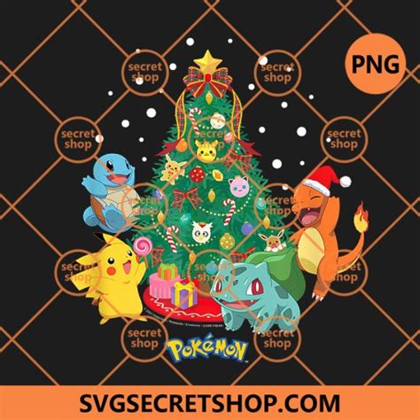 Pokemon Christmas Tree PNG, Cute Pokemon Squad PNG, Merry Christmas PNG | SVG Secret Shop