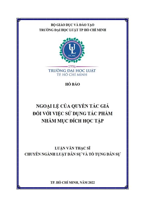 Luận văn 2022 Ngoại lệ của quyền tác giả đối với việc sử dụng tác