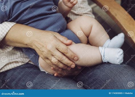 Baby On Grandmother Hands Grandmother Holds Newborn Baby Elderly