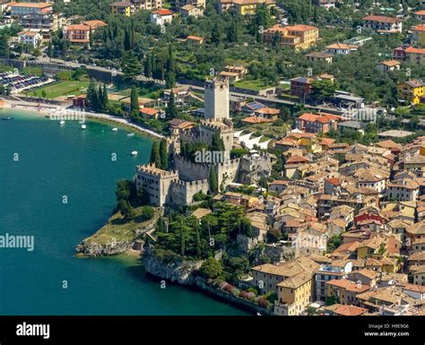 Aerial View Castello Di Malcesine Malcesine Castle Lake Garda Lago