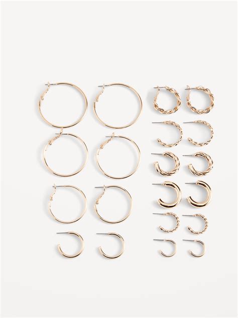 Real Gold Plated Hoop Earrings Variety 10 Pack For Women Old Navy