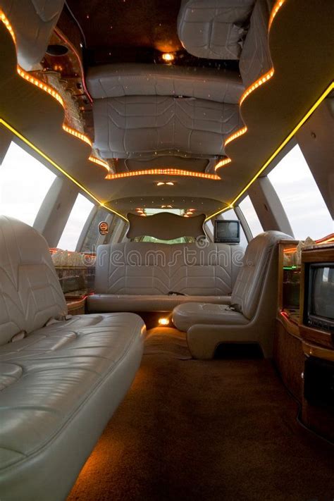 Limousine interior. View of a luxurious Lincoln Navigator limousine ...