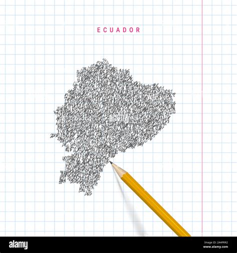 Ecuador Sketch Mapa Dibujado A Mano Alzada Sobre Papel Cuadriculado