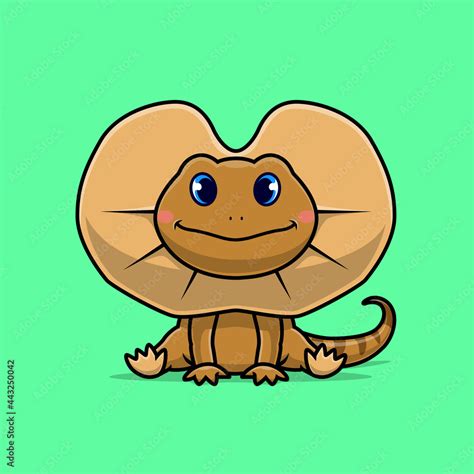 Cute Frilled Neck Lizard Cartoon Vector Icon Illustration. Animal ...