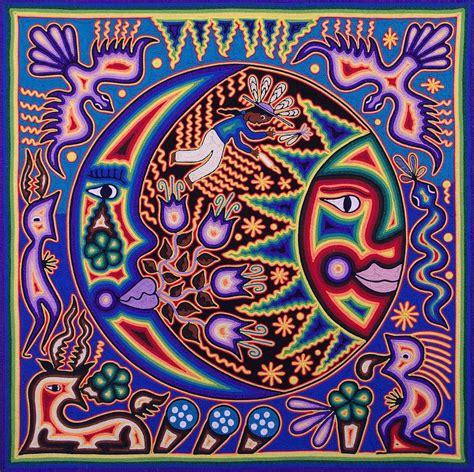 Huichol Moon And Sun By Andrew Osta Mexican Yarn Art Mexican Art