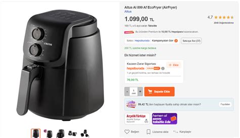 Elektronik Altus Al Af Ecofryer Airfryer Tl Technopat Sosyal