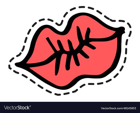 Red lips kissing sticker or icons decoration Vector Image