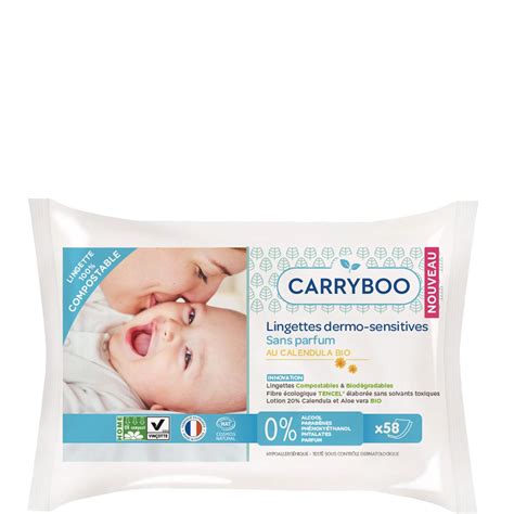 Carryboo Lingettes Dermo Sensitives Au Calendula Bio Pour B B