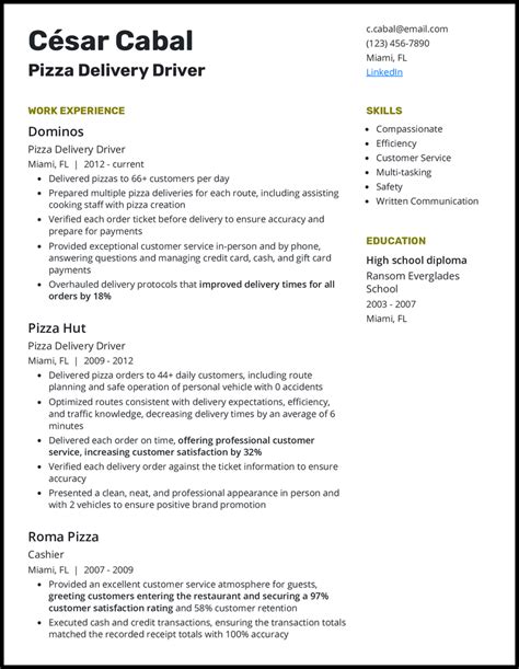 Delivery Driver Resume Template