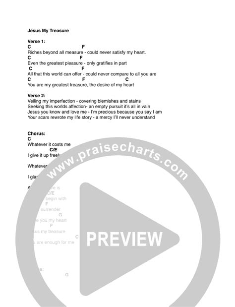 Jesus My Treasure Chords PDF (Canyon Hills Worship) - PraiseCharts