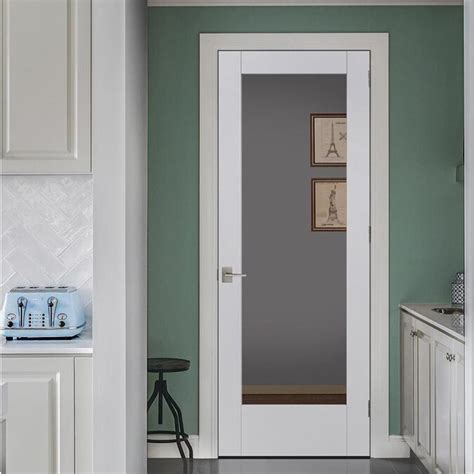 Jeld Wen Moda 1011 Primed 1 Panel Square Solid Core Clear Glass Mdf Pre Hung Door Common 24 In