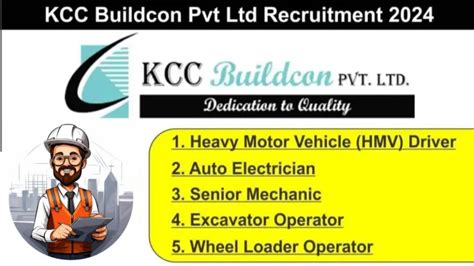 Kcc Buildcon Pvt Ltd Recruitment Hiring For Heavy Motor Vehicle