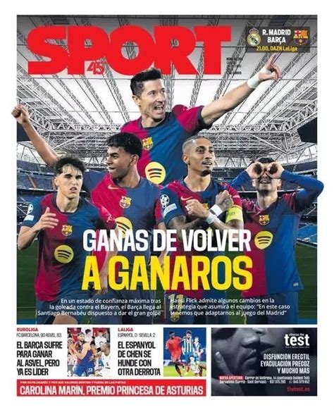 Las portadas del día el centro del universo ganas de volver a ganaros