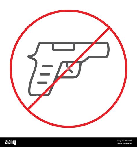 No Gun Thin Line Icon Prohibited And Restriction No Weapon Sign