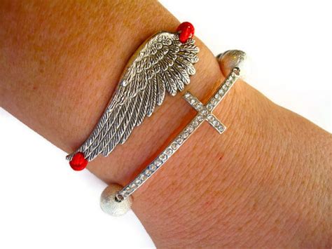 Angel Bracelet, Wing Bracelet, Angel Wing Charm Bracelet Red - Etsy