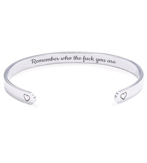 Remember Who The Fuck You Are Secret Message Motivational And Inspirational Mantra Cuff Bracelet