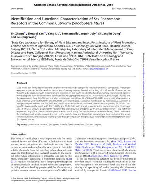 PDF Identification And Functional Characterization Of Sex Pheromone Receptors In The Common