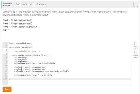 Solved Challenge Ca Method Stubs Statistics Define Chegg