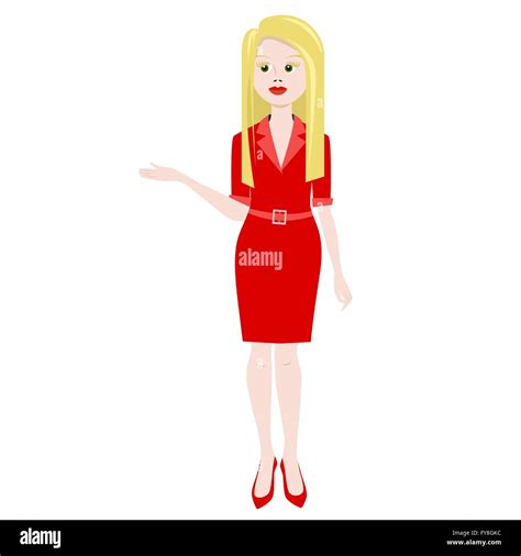 Blonde Woman In Red Vector Illustration Stock Vector Image Art Alamy