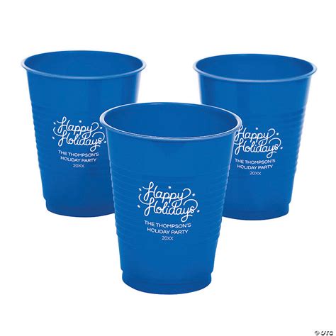 Personalized Blue Holiday Plastic Cups 40 Ct Oriental Trading