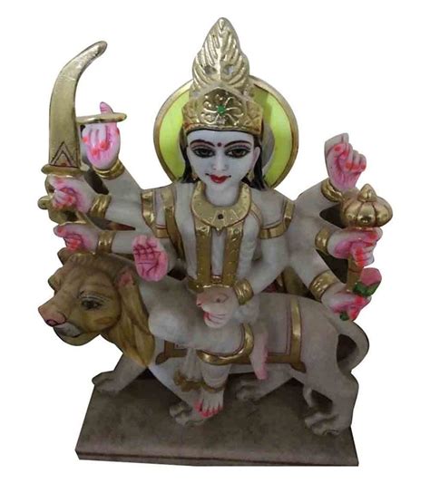 White Plain Marble Durga Mata Statue For Worship Size Inch At Rs