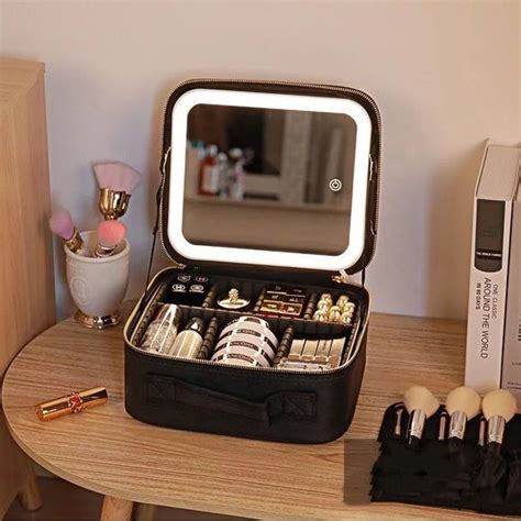 Makeup Bag Organizer with LED Mirror | Makyaj, Çanta