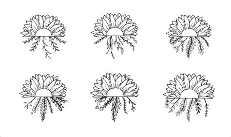 Set of Half Sunflower Decoration Vector 11269730 Vector Art at Vecteezy