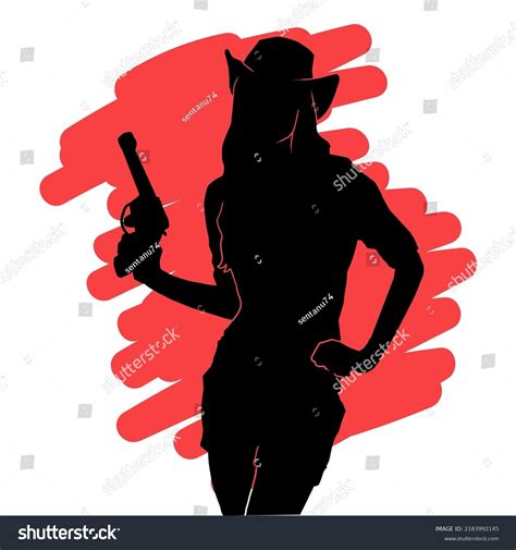 Black Silhouette Woman Wearing Western Style Stock Vector Royalty Free