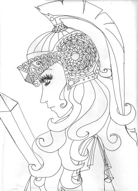 Athena Greek Goddess Easy Drawings Sketch Coloring Page