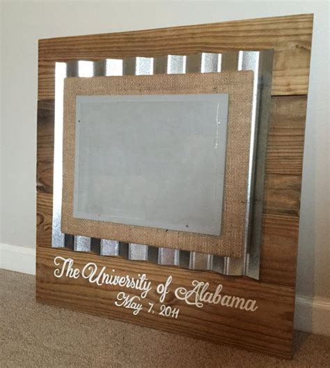 Custom Made Diploma Frame Made From Reclaimed Wood Burlap And