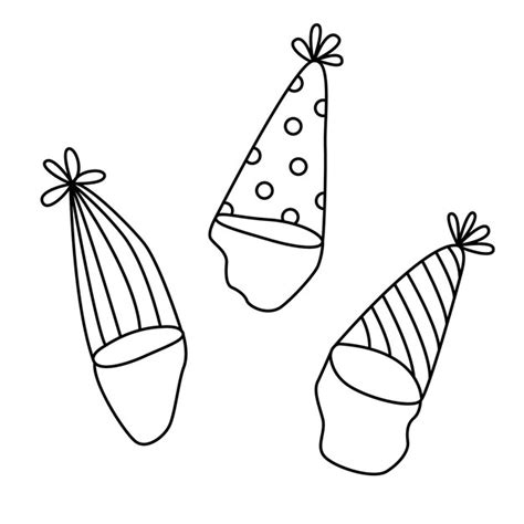 Premium Vector Birthday Hats Hand Drawn Doodle Vector Illustration