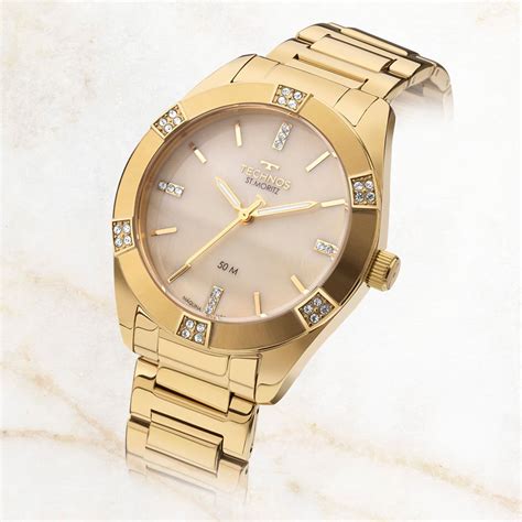 Rel Gio Technos Feminino St Moritz Dourado Mpm X Multicores