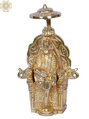 5 Sai Baba With Umberlla Throne Gold Plated Brass Exotic India Art