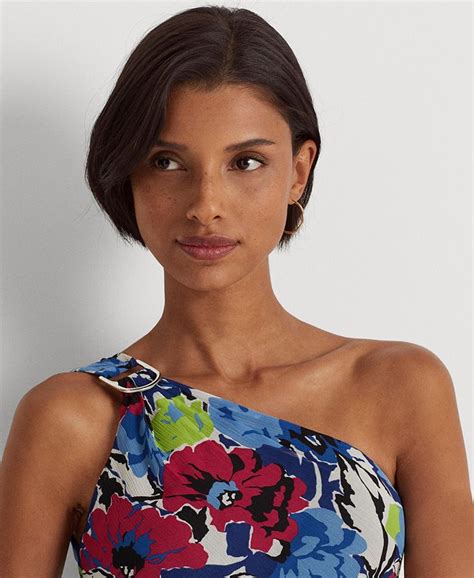 Lauren Ralph Lauren Womens Floral Georgette One Shoulder Dress Macys