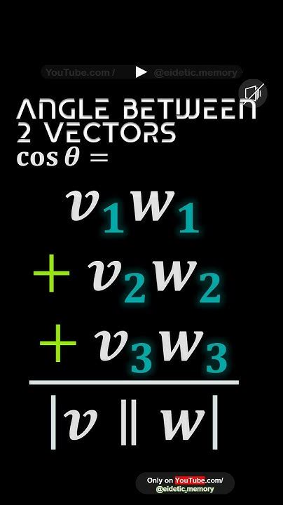 Maths Angle Between 2 Vectors Youtube