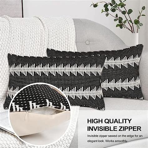 Sungea Farmhouse Black And White Lumbar Throw Pillow Cover X Inches