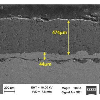 SEM Micrograph Of Cross Section Showing Coating Thickness Of A