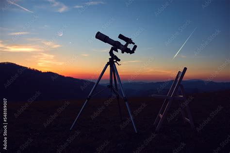 Astronomy telescope for observing night sky, Moon, planets, stars and ...