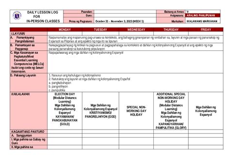 G5 Q2W1 DLL AP MELCs Thanks DAILY LESSON LOG FOR IN PERSON