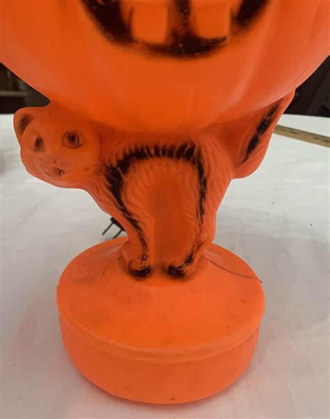 Vintage Bayshore Halloween Blow Mold Jack O Lantern Pumpkin On Cat 14