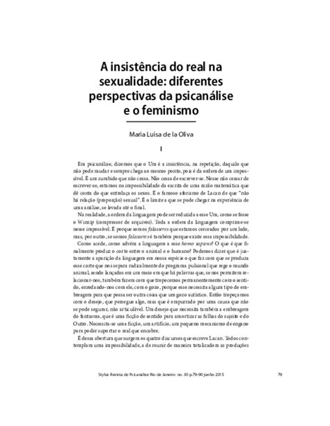 Pdf A Insistência Do Real Na Sexualidade Diferentes Perspectivas Da