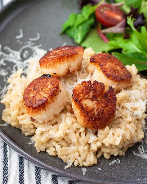 seared scallops  parmesan risotto dishes  dad