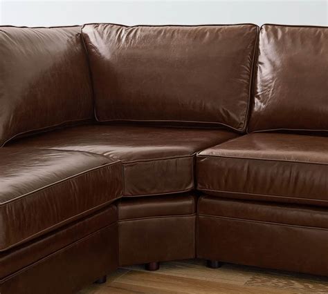 Pearce Square Arm Leather 3 Piece L Sectional With Wedge Pottery Barn