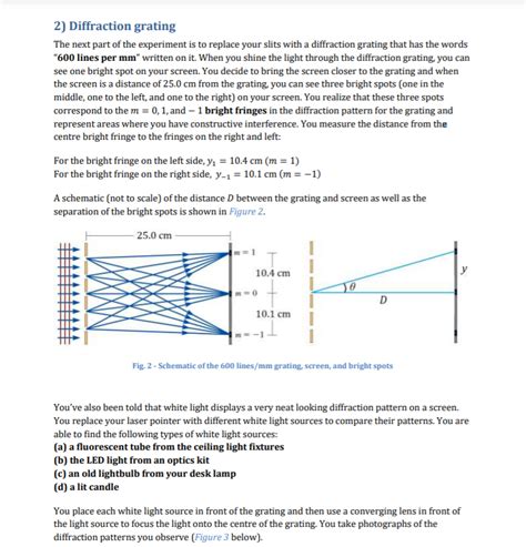 Solved 2) Diffraction grating The next part of the | Chegg.com 