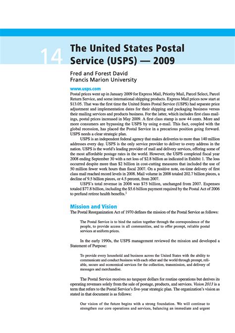 USPS A Strategic Case Of USPS Strategic Management Studocu