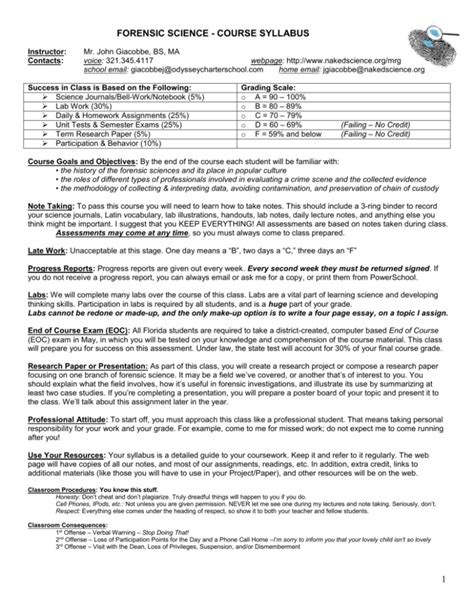 Forensic Science Syllabus The Naked Science Society